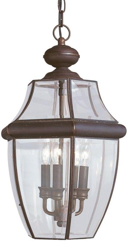 Antique Bronze 3-Light Outdoor Pendant with Clear Glass