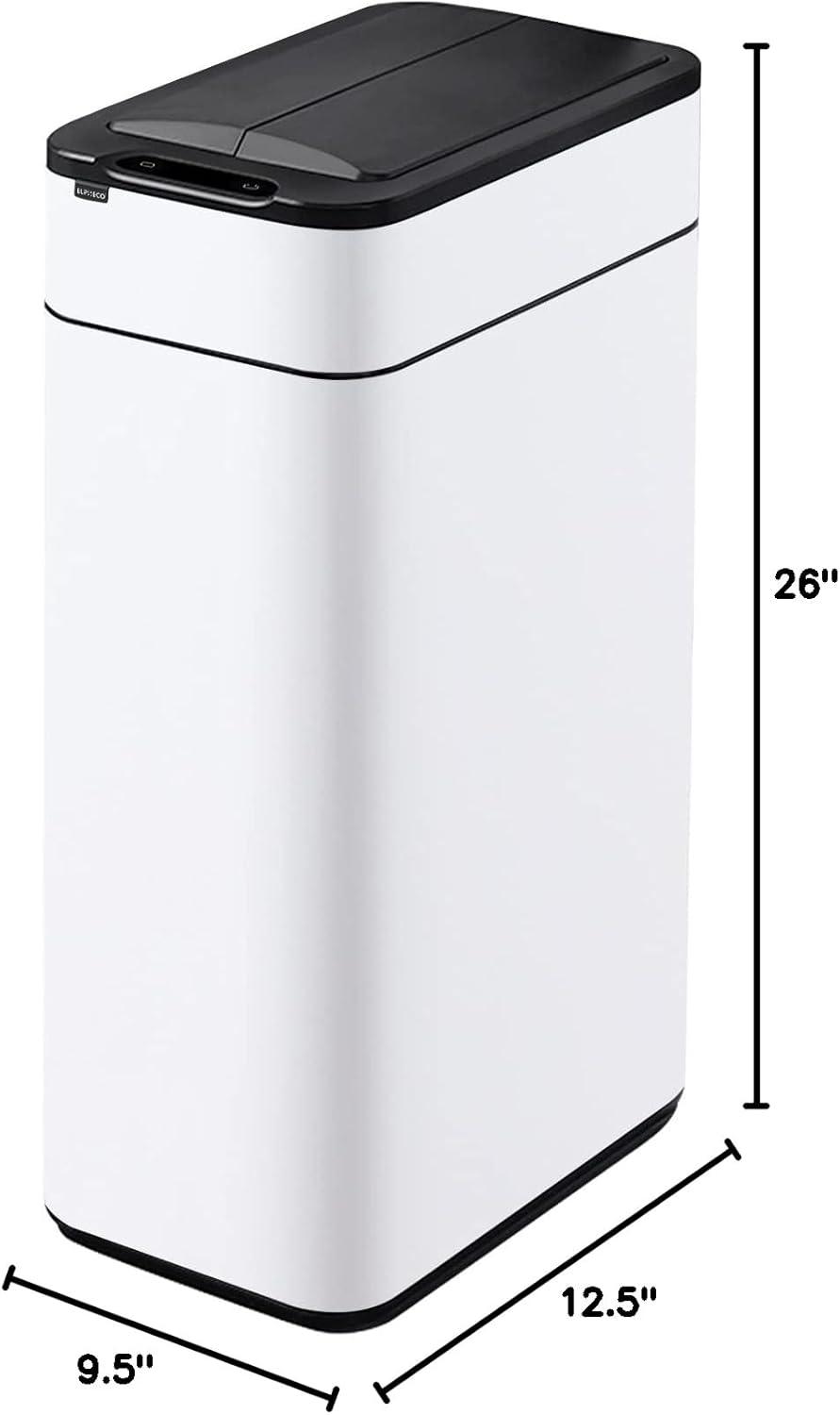 Kitchen Trash Can - ELPHECO - 40 Liter / 10.6 Gallon Automatic Trash Can with Butterfly Lid, Brushed Stainless Steel Finish, Motion Sensor Garbage Can for Kitchen, Office, Living Room, Outside, 6 AAA