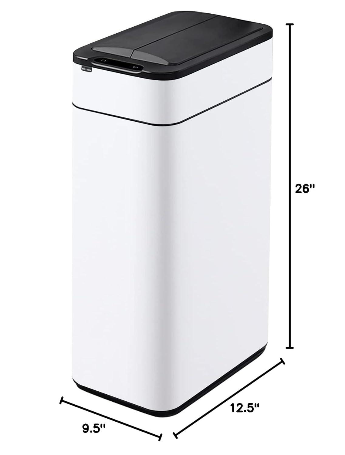 Kitchen Trash Can - ELPHECO - 40 Liter / 10.6 Gallon Automatic Trash Can with Butterfly Lid, Brushed Stainless Steel Finish, Motion Sensor Garbage Can for Kitchen, Office, Living Room, Outside, 6 AAA