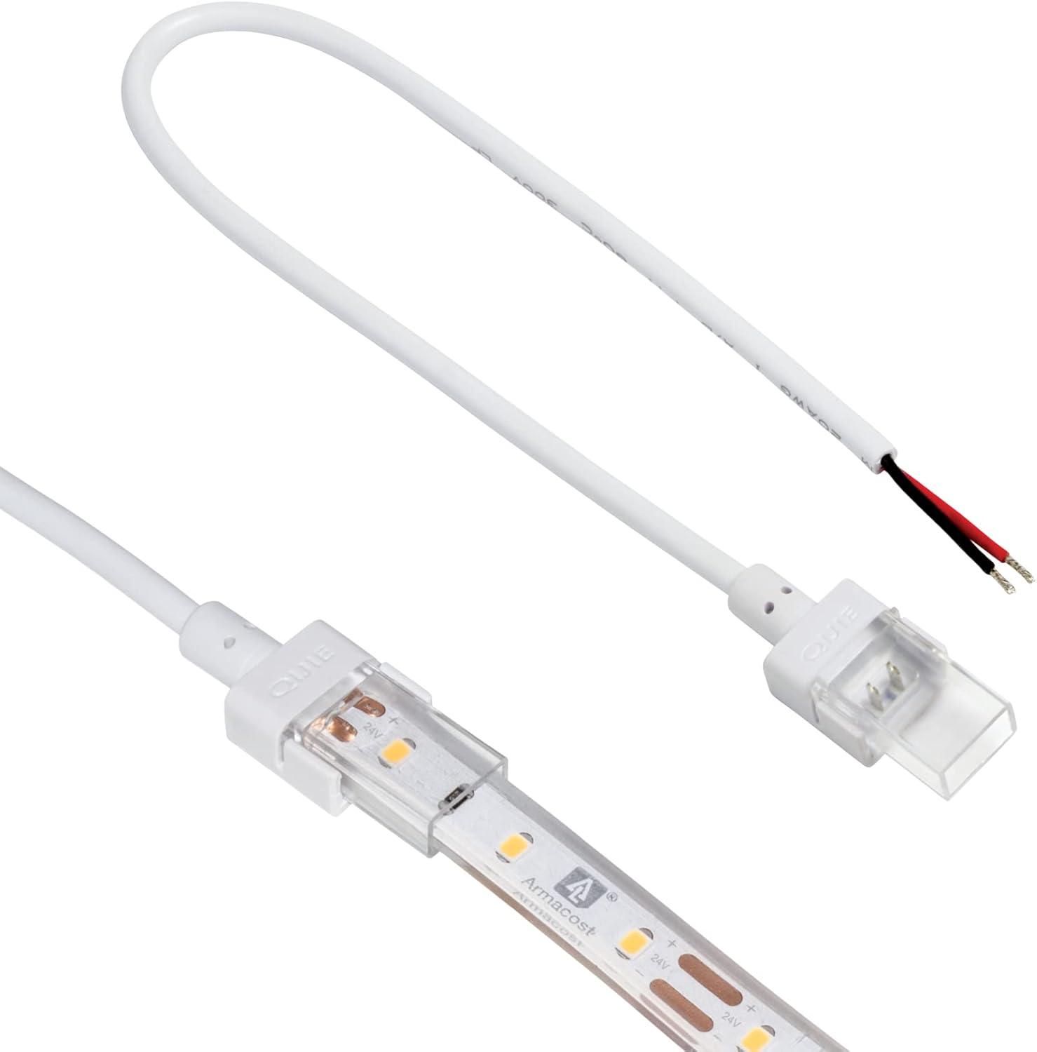 2 Pin White LED Strip Light IP67 Outdoor 12 in Connector, 2 Pack