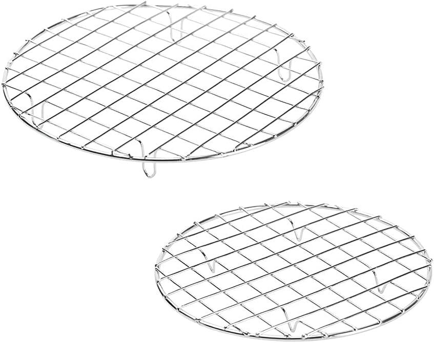 BBQ Accessories Grill Rack - 304 Stainless Steel Baking Cooking Round Rack for Rib Cookie Cakes, 10 Inches…