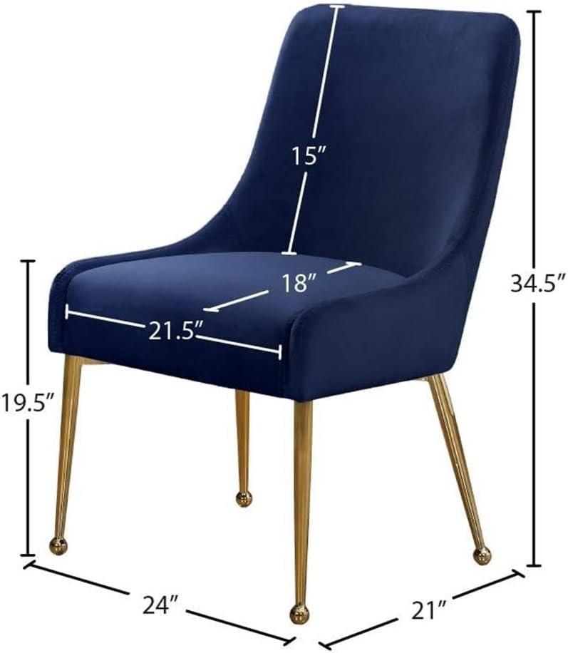 Meridian Furniture Owen 19.5"H Velvet Dining Chair in Navy (Set of 2)
