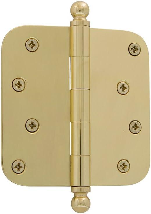 Grandeur 4" x 4" Unlacquered Brass Ball Tip Door Hinge