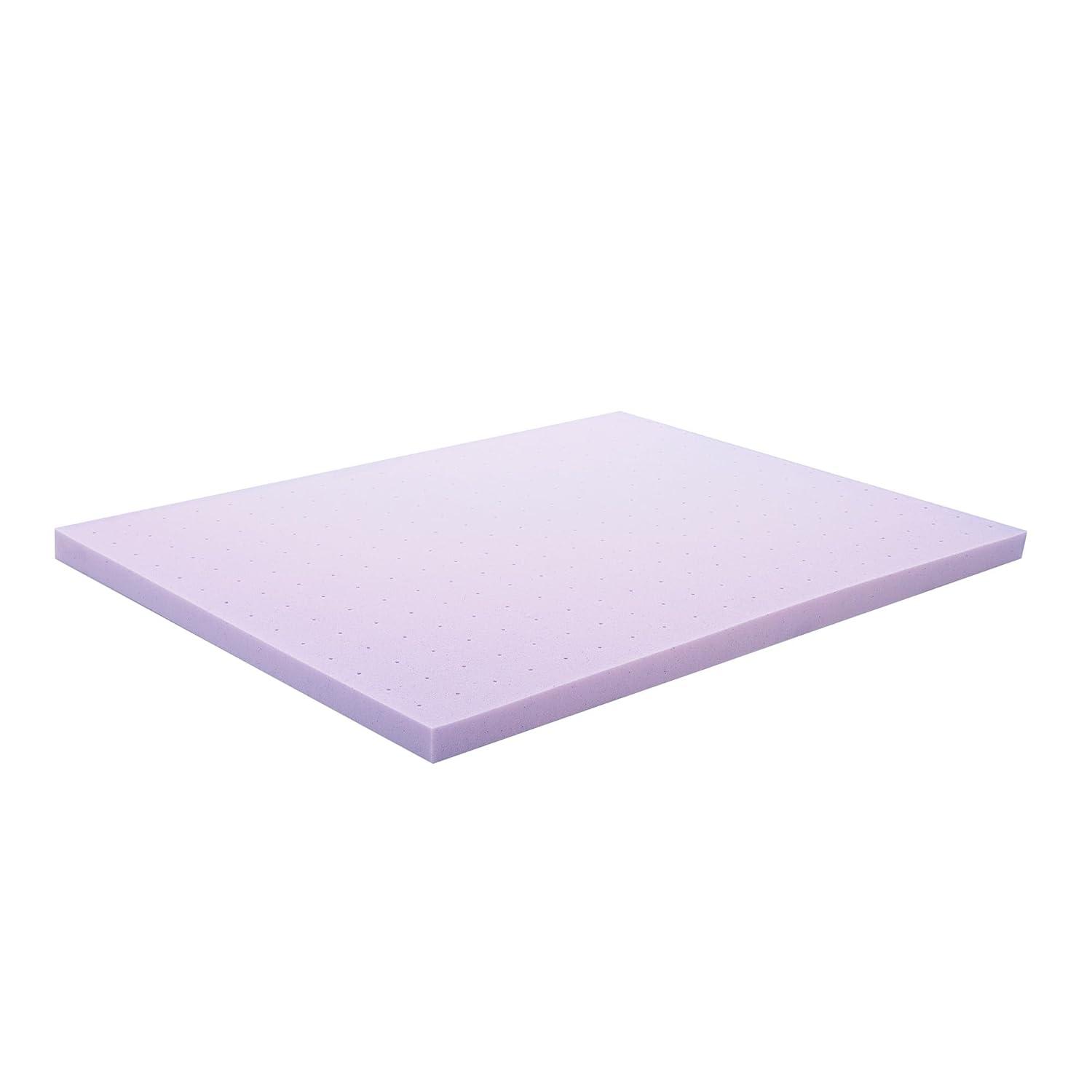 LUCID 3 Inch Lavender Infused Memory Foam Mattress Topper - Ventilated Design - Queen Size