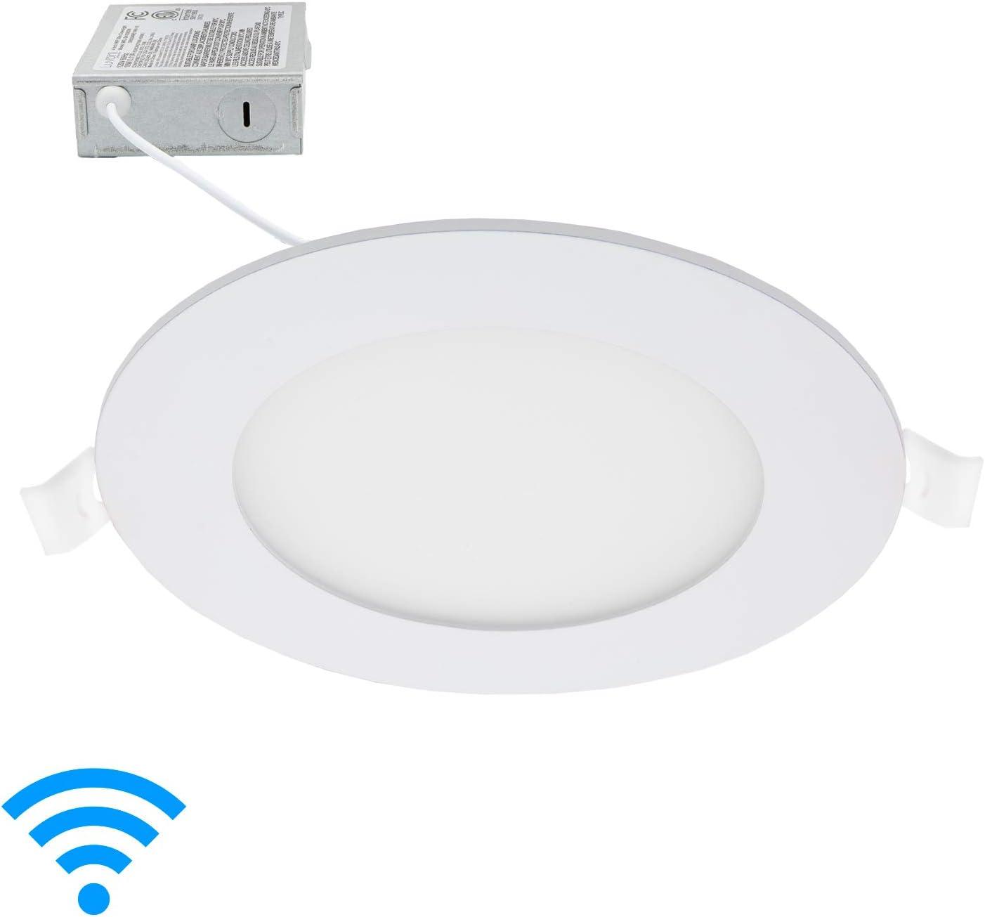 Maxxima 4 in. Smart WiFi Slim LED Downlight, 600 Lumens, Multicolor, Dimmable, CCT 2700-6500K, WiFi-enabled and voice control compatible