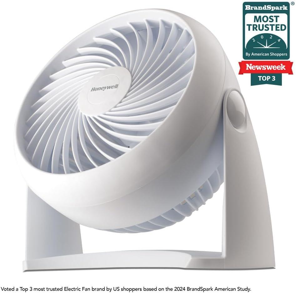 Honeywell TurboForce Table Air Circulator Fan White HT904: Portable Desk Fan, Quiet Operation, Adjustable Tilt, 3 Speeds