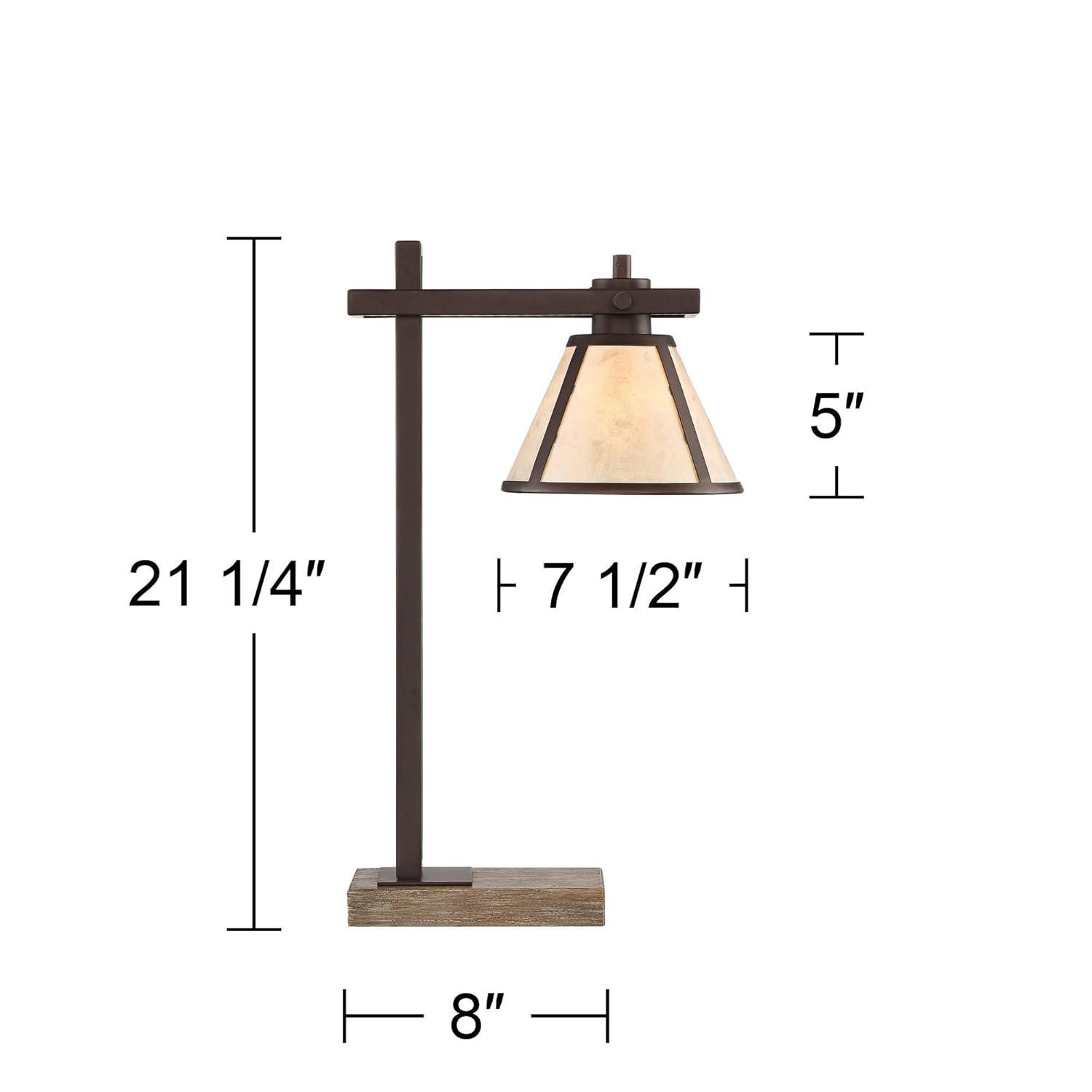 Franklin Iron Works Maricopa Rustic Farmhouse Desk Lamp 21 1/4" High Bronze Metal with USB and AC Power Outlet Mica Shade for Bedroom Living Room Home