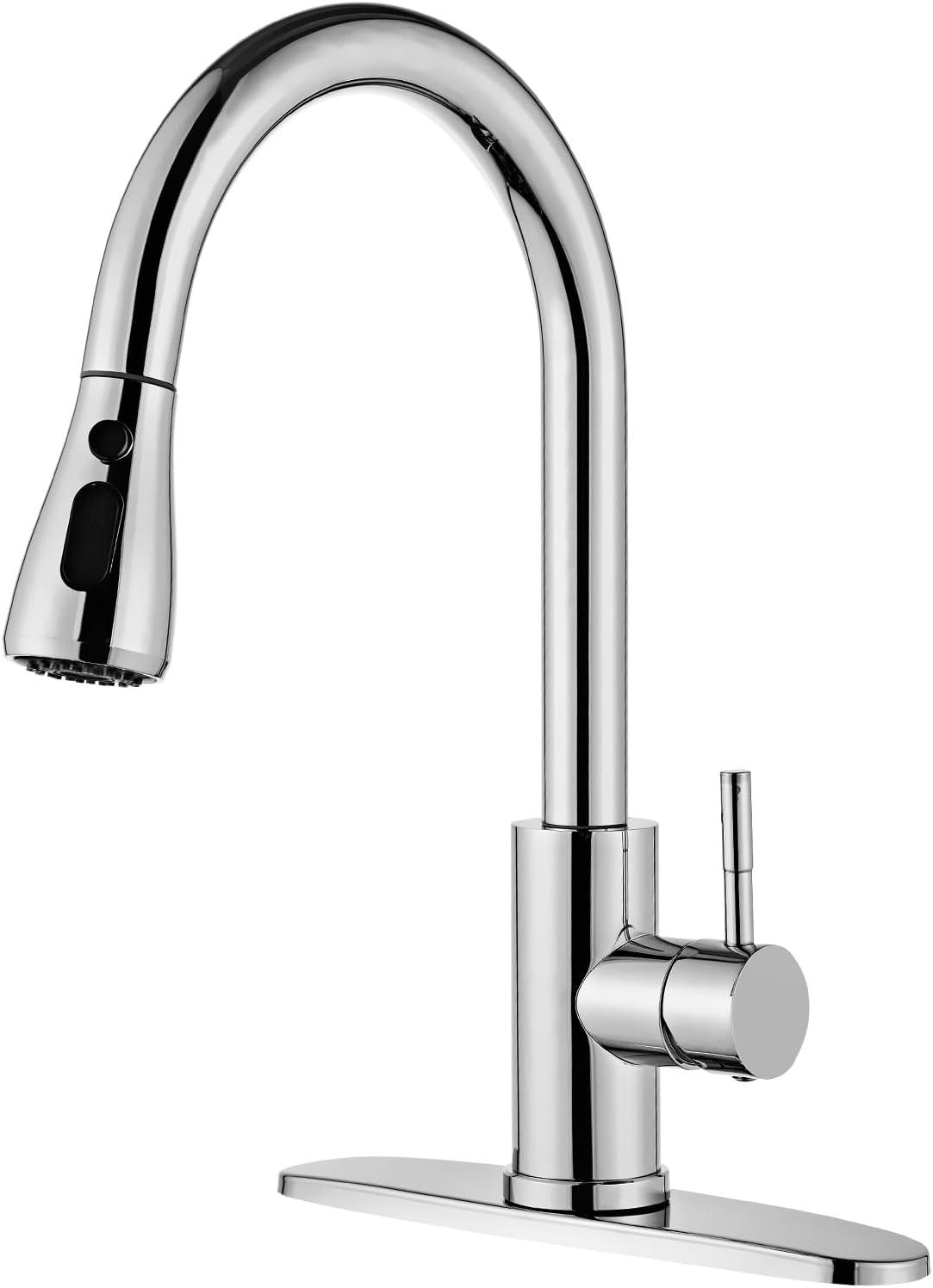 GAGALIFE Single Handle Pull Down Sprayer Kitchen Faucet High Arc Stainless Steel Faucet with 3-Function Sprayer JJL-CL-PT-SDP-C