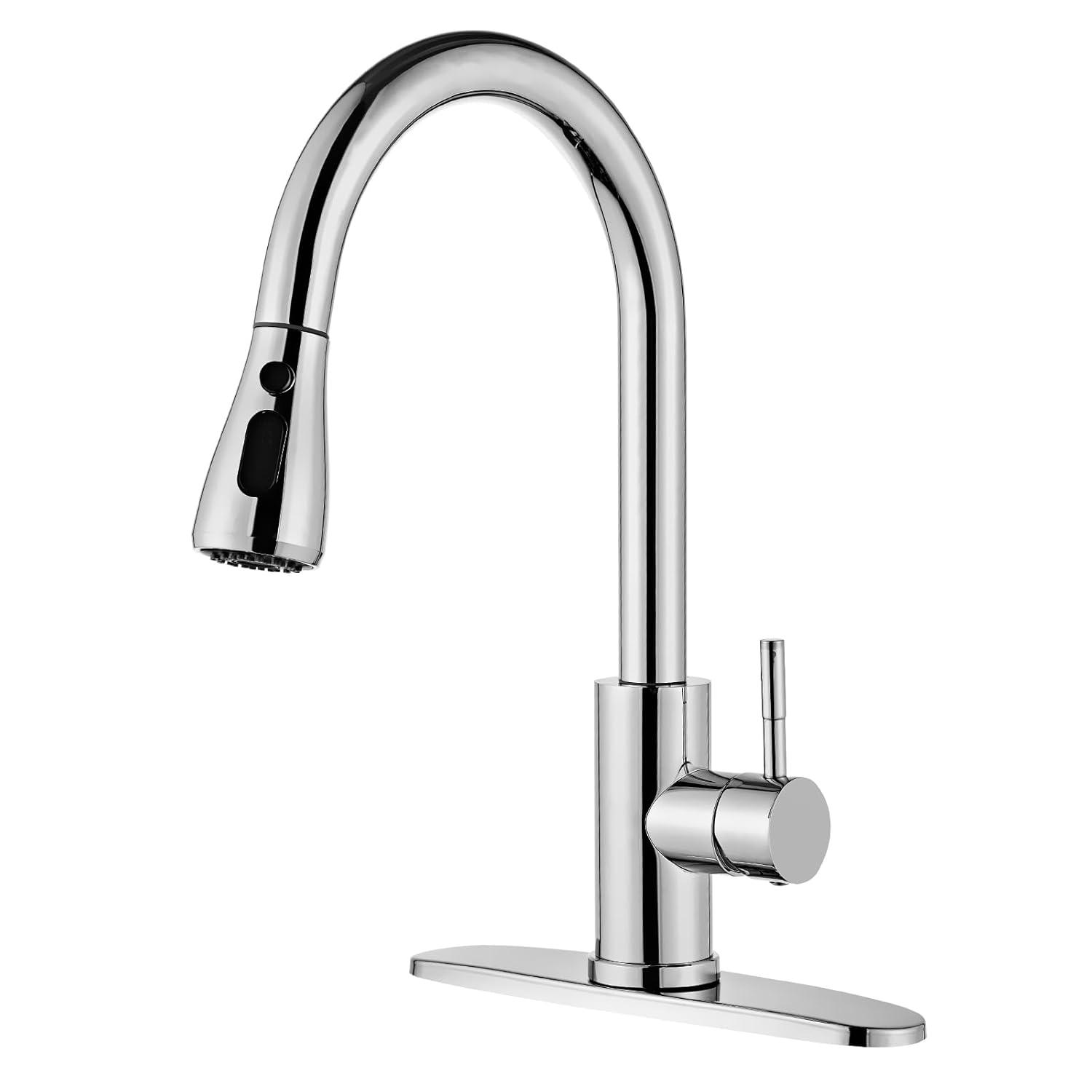 GAGALIFE Single Handle Pull Down Sprayer Kitchen Faucet High Arc Stainless Steel Faucet with 3-Function Sprayer JJL-CL-PT-SDP-C