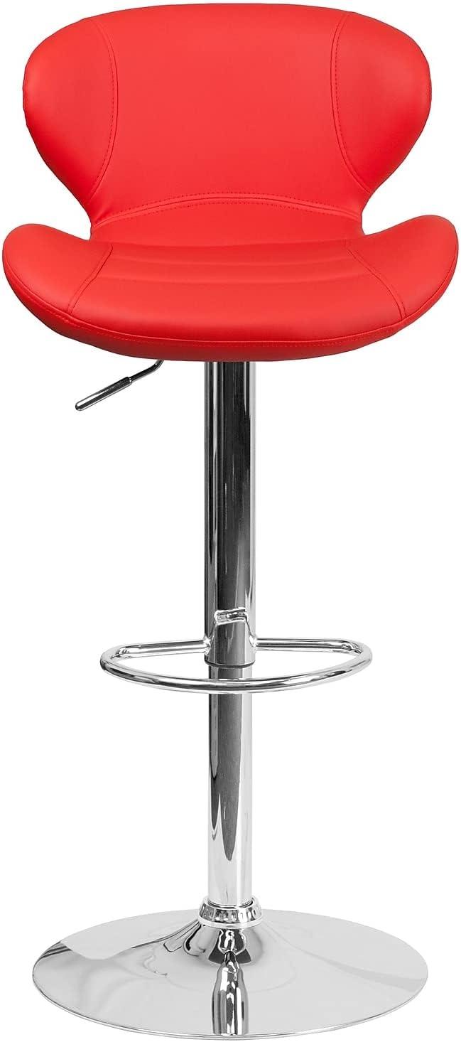 Flash Furniture Contemporary Adjustable Height Barstool with Curved Back and Chrome Base