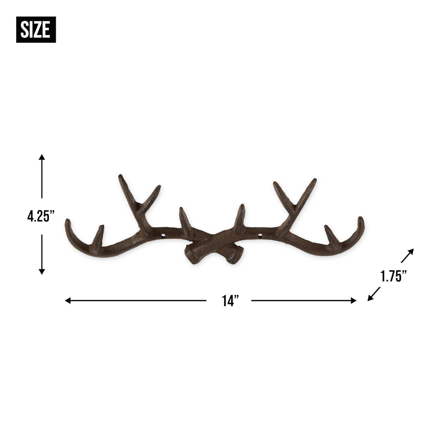 Cast Iron Antler Wall Hook, Brown