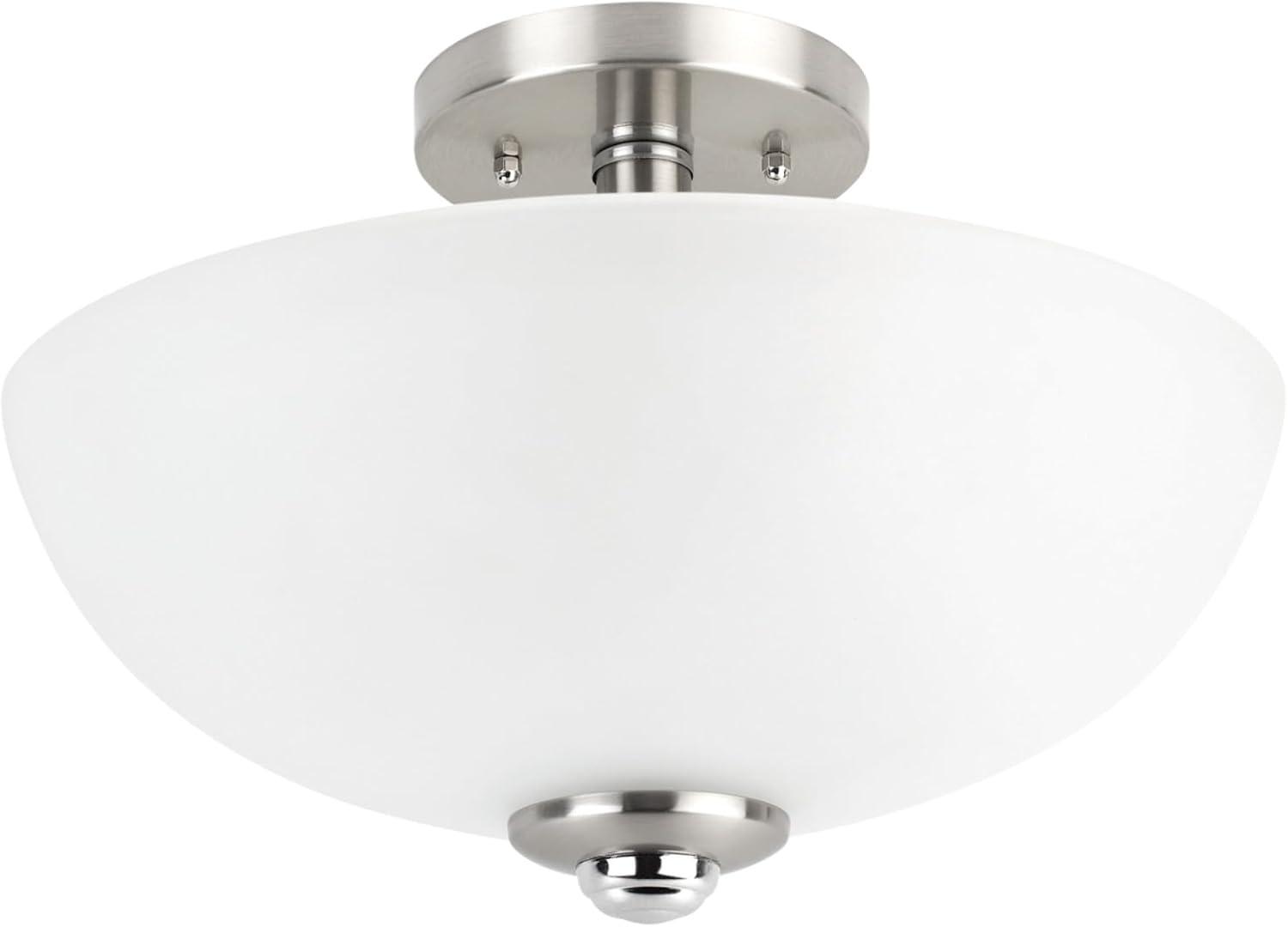 Globe Electric Hudson 8.25 in. H X 13 in. W X 13 in. L Brushed Nickel Ceiling Light