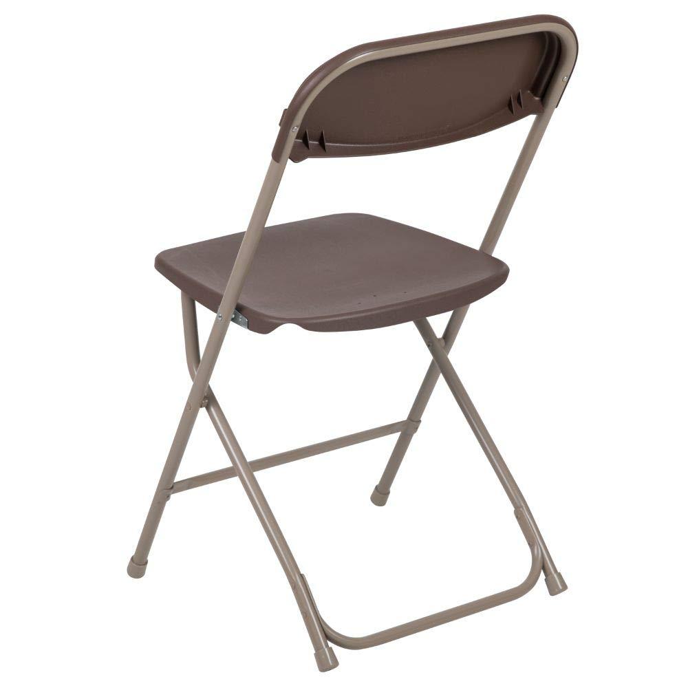 Flash Furniture Hercules Series Plastic Folding Chair Brown - 2 Pack 650LB Weight Capacity Comfortable Event Chair-Lightweight Folding Chair