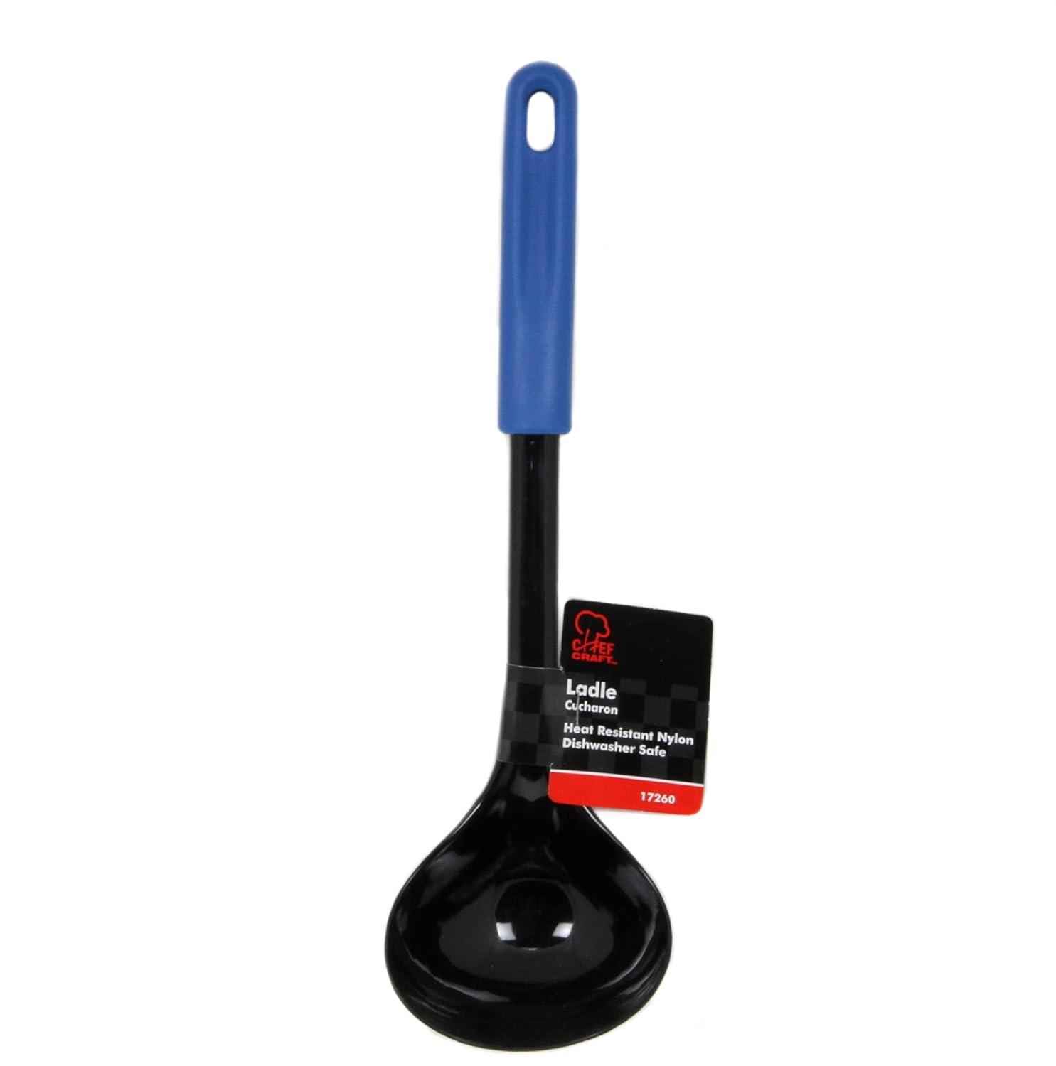 Chef Craft Basic Nylon Cooking/Serving Ladle, 12 inch, Blue/Black