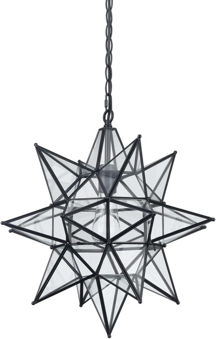 Boho Moravian Star Pendant Light 20 Inch Large Black Hanging Light