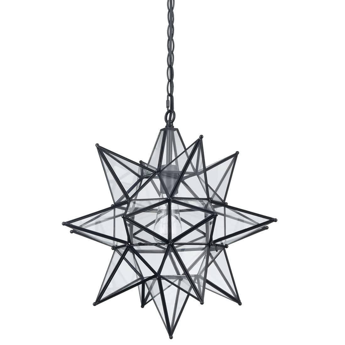 Casablanca Modern Boho Moravian Star Pendant Light 20 Inch Large Black Hanging Light