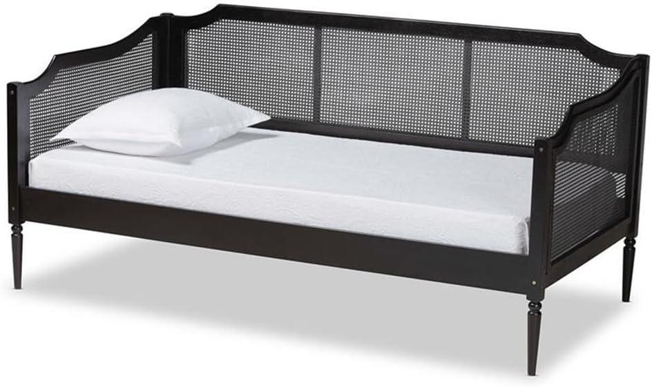 Twin Hancock Wood & Synthetic Rattan Daybed Charcoal - Baxton Studio: Frame, No Trundle