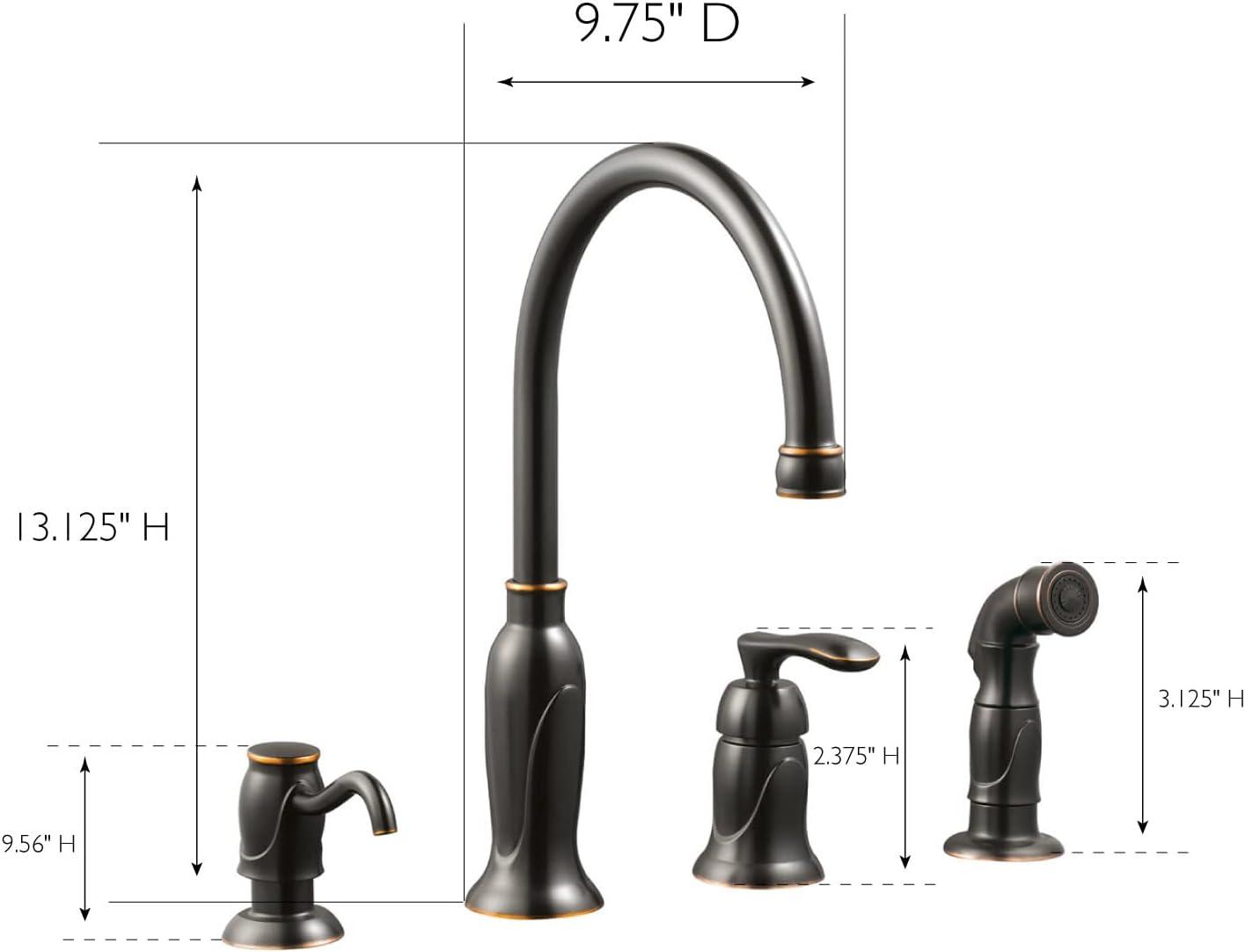 Design House Madison Kitchen Faucet with Side Sprayer and Soap Dispenser in Bronze