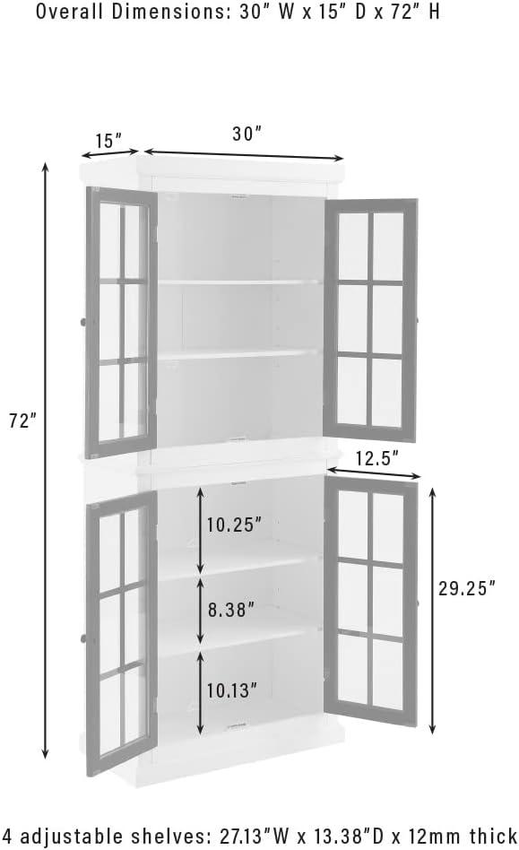 Cecily Tall Storage Pantry White/Matte Black - Crosley: French Country Style, 2 Adjustable Shelves