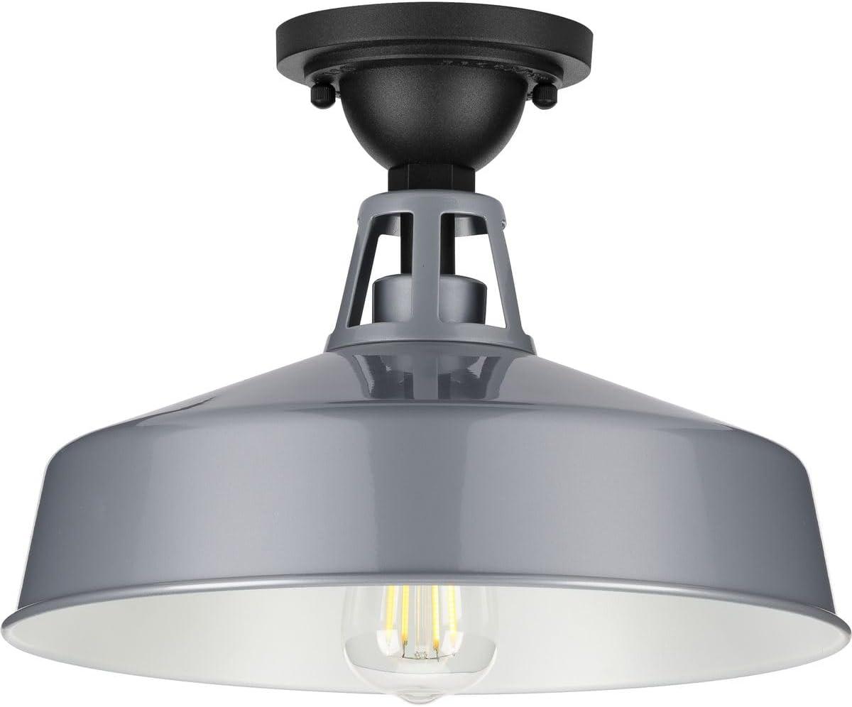 Progress Lighting, Cedar Springs, 1-Light Ceiling Light, Metallic Gray, White Shade