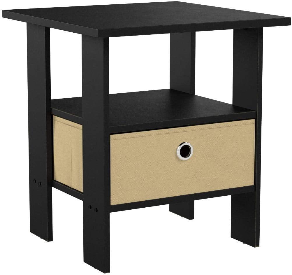 Espresso Engineered Wood Contemporary End Table with Drawer