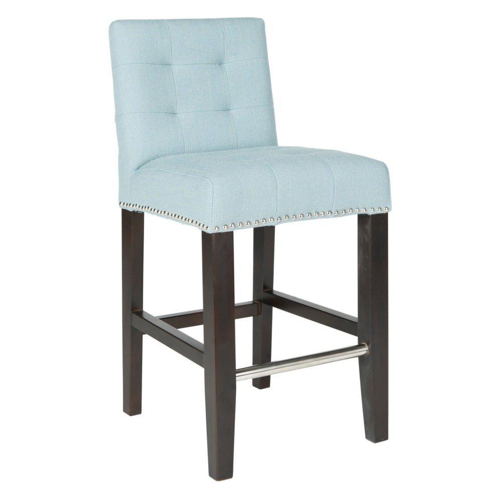 Thompson 23.9" Linen Counter Stool W/ Silver Nailheads - Sky Blue - Safavieh