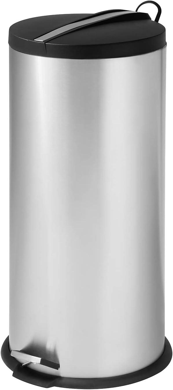 Silver Stainless Steel Pedal Trash Can with Removable Liner, 30L