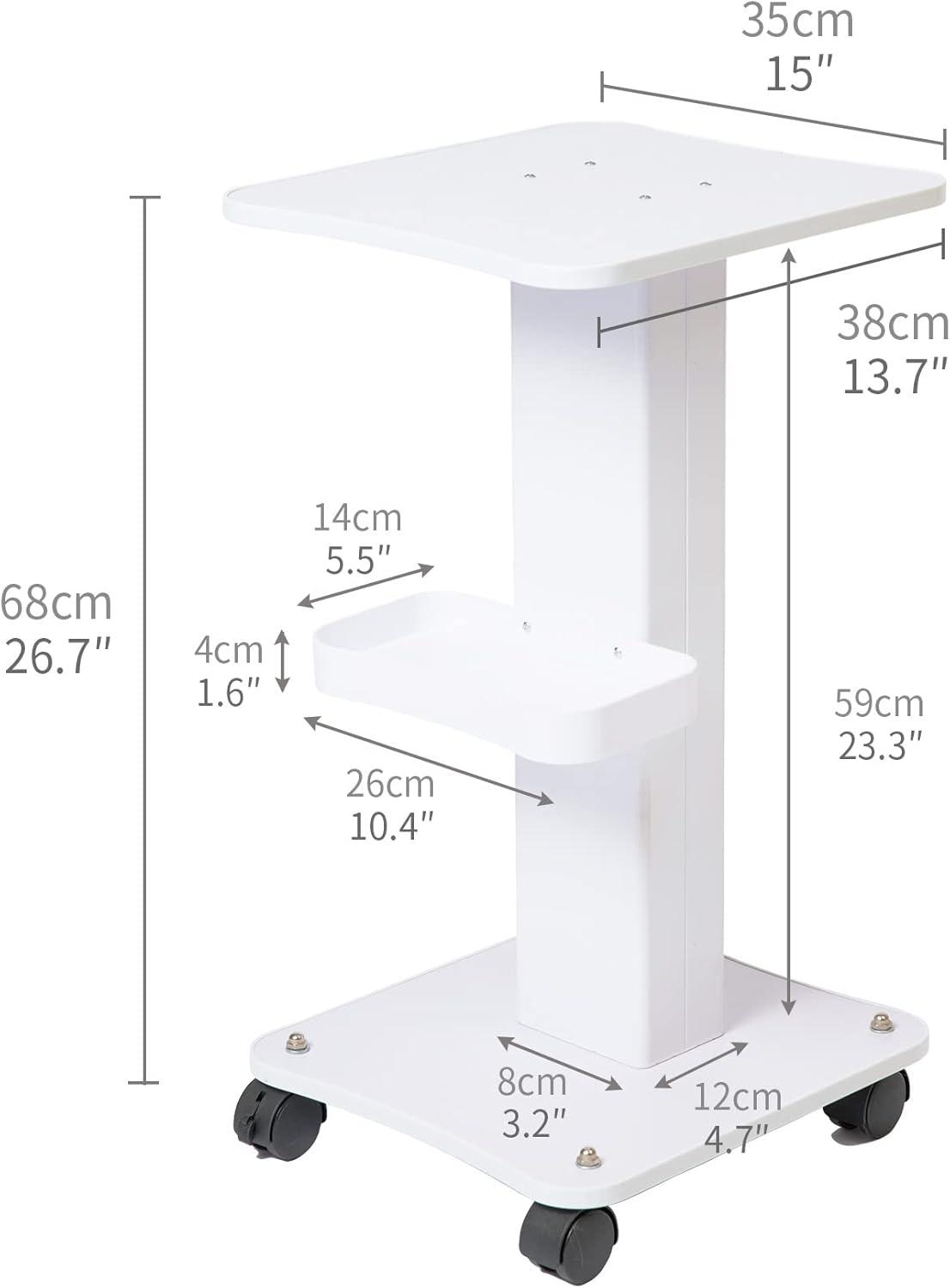 White Aluminum Alloy Salon Spa Trolley with Swivel Wheels