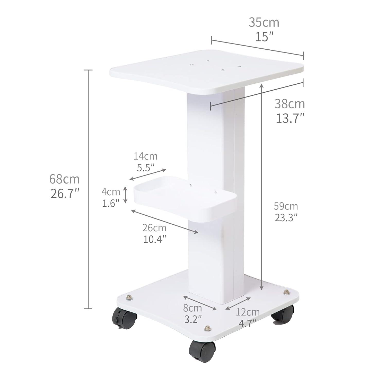 White Aluminum Alloy Salon Spa Trolley with Swivel Wheels