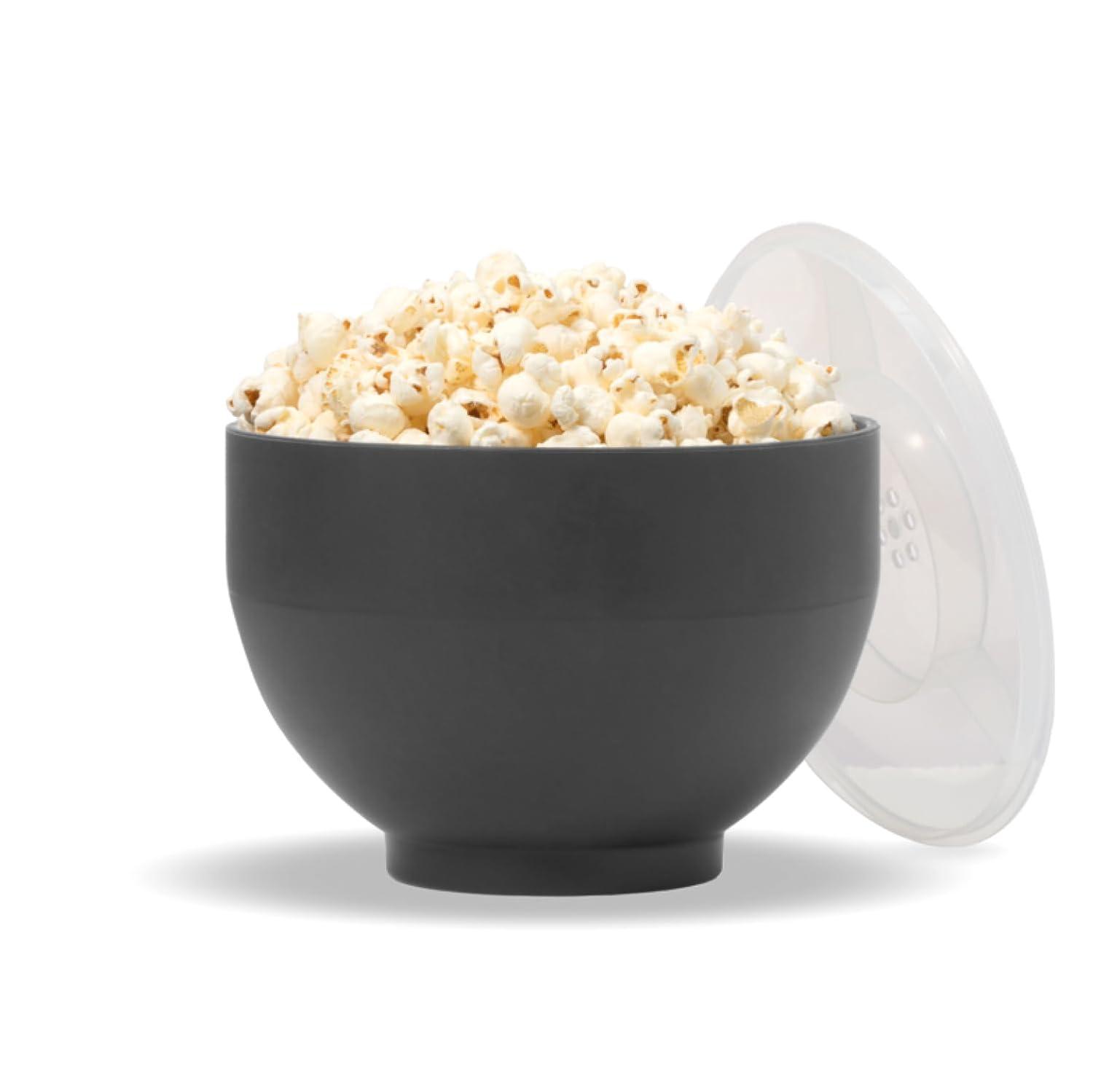 W&P Microwave Silicone Personal Popcorn Popper Maker | Charcoal | Collapsible Bowl w/Built In Measuring Cup, BPA Free, Eco-Friendly, Waste Free, 4 Cups of Popped Popcorn