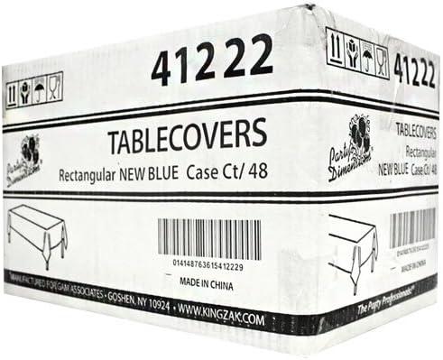 Party Dimensions 41222 54 inch x 108 inch Blue Rectangular Plastic Tablecover - 48 Per Case