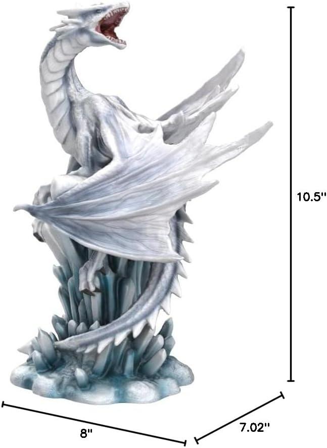 PTC 10.5 Inch White Ice Dragon on Crystal Mythological Statue Figurine