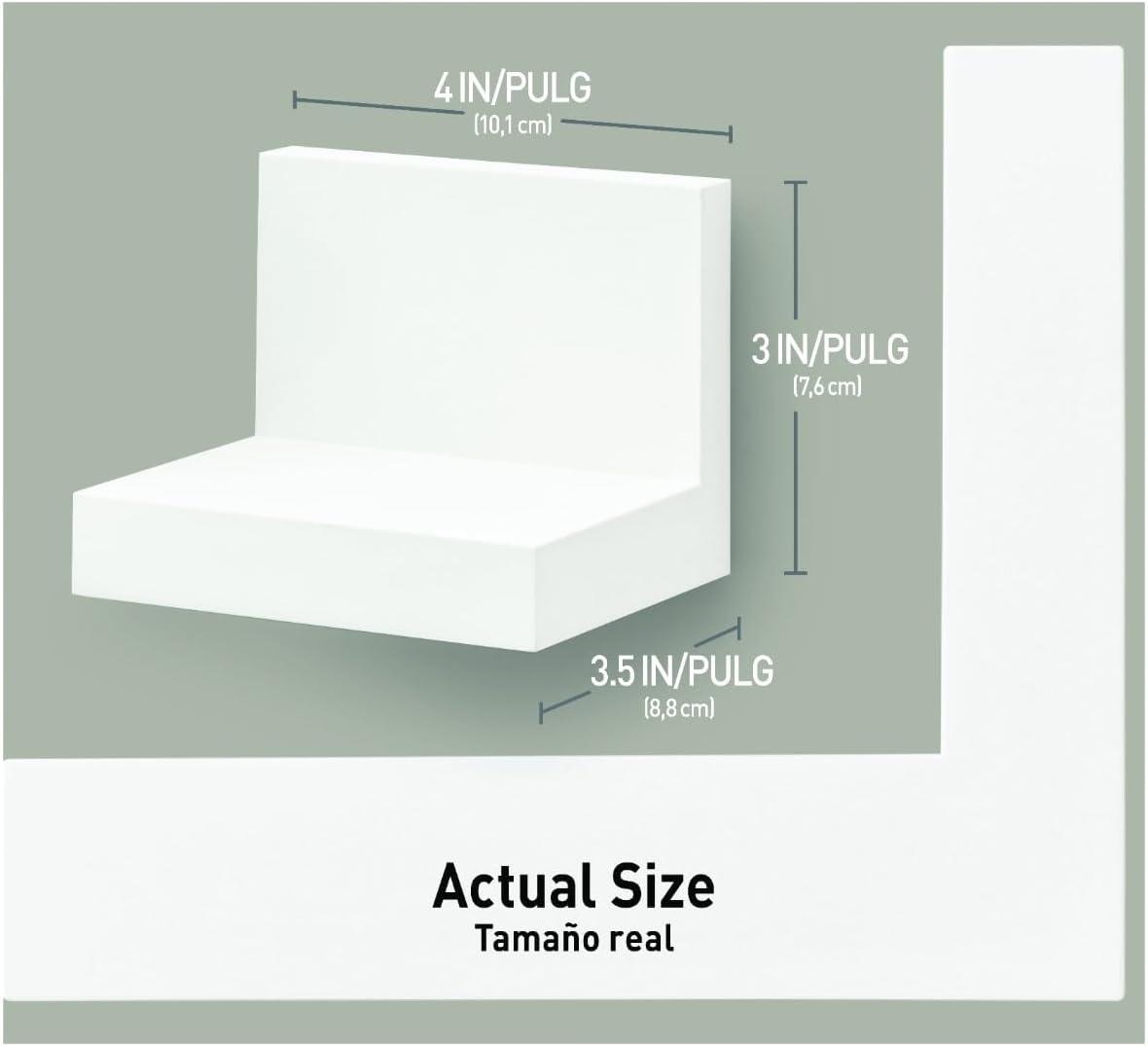 Command Display Ledges White: Floating Wall Shelf Set, 2 Picture Ledges, Off-White, Plastic, No Tools Needed