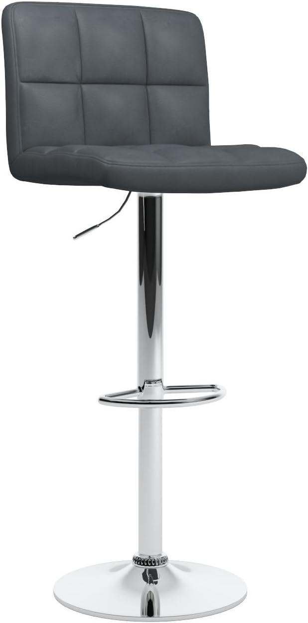 2 Swivel Elegant PU Leather Modern Adjustable Hydraulic Barstools in Gray