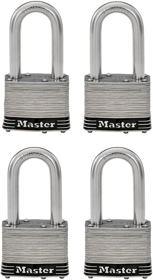 Stainless Steel Weatherproof Outdoor Padlock Set, 1-3/4 in. Wide, 4 Pack