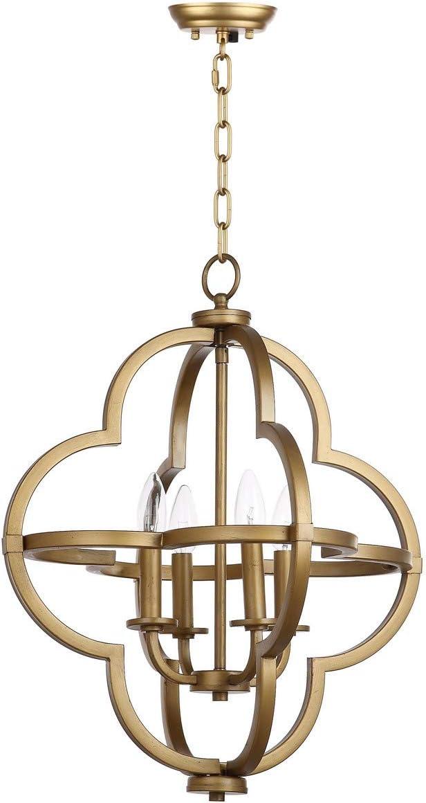 Gold Quatrefoil Globe Ceiling Mount Chandelier