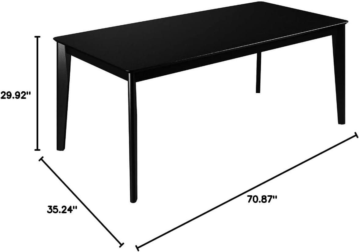 70.86" Tudor Dining Table Black - Manhattan Comfort: Mid-Century Style, Seats 6
