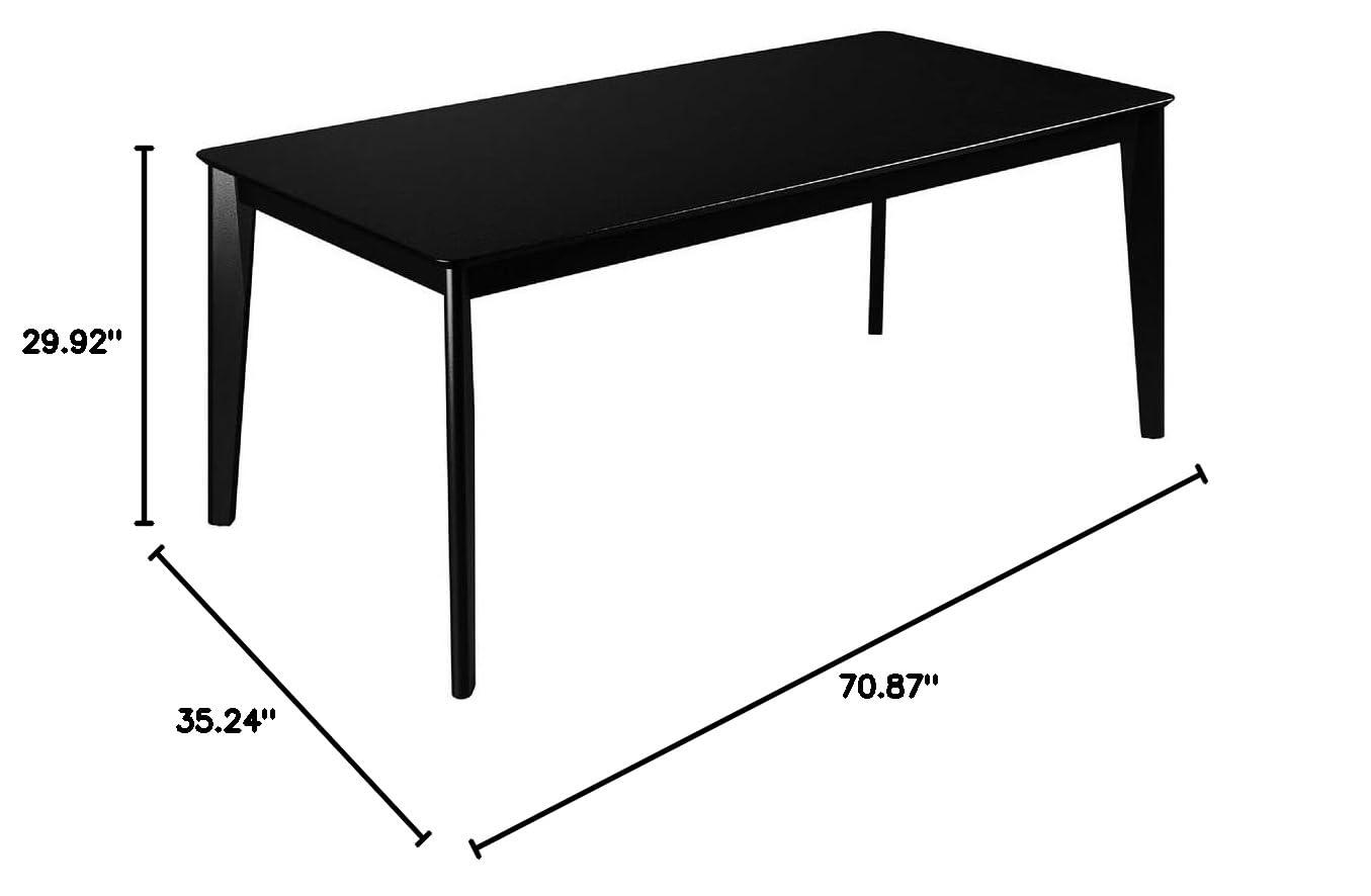 70.86" Tudor Dining Table Black - Manhattan Comfort: Mid-Century Style, Seats 6