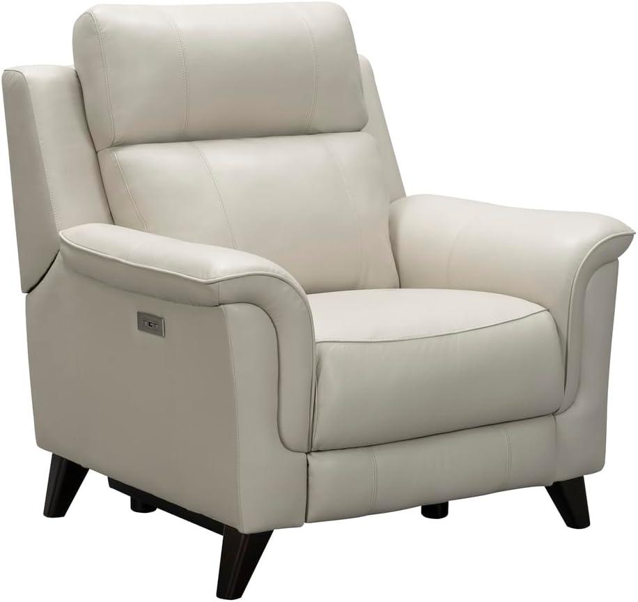Laurel Cream Leather Wood Contemporary Recliner Chair