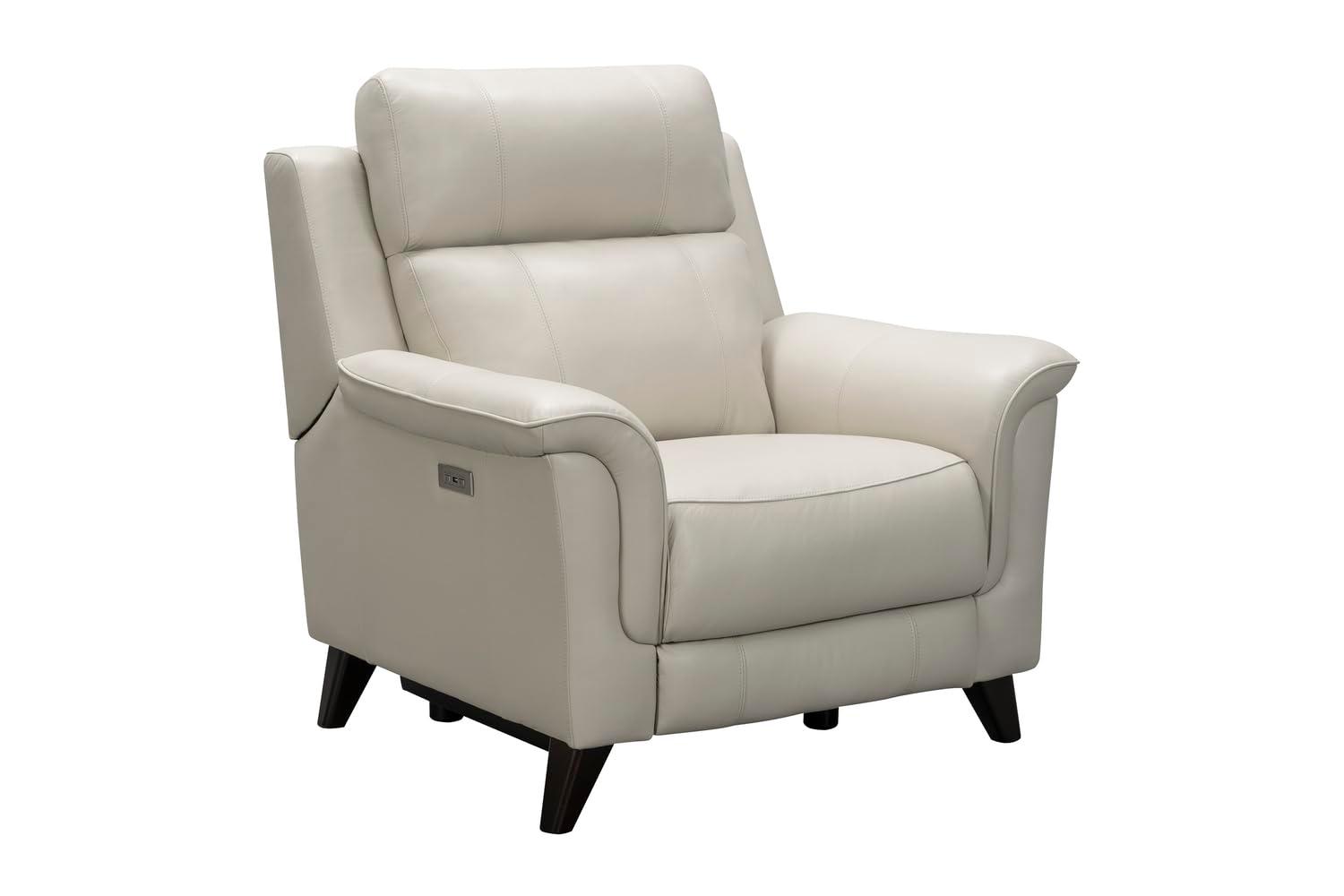 Laurel Cream Leather Wood Contemporary Recliner Chair