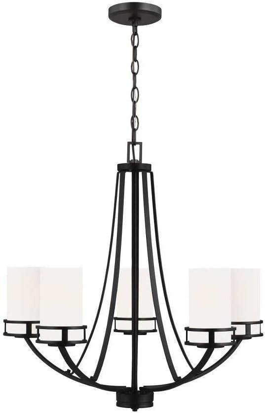 Elegant Midnight Black 5-Light Incandescent Chandelier with Etched Glass