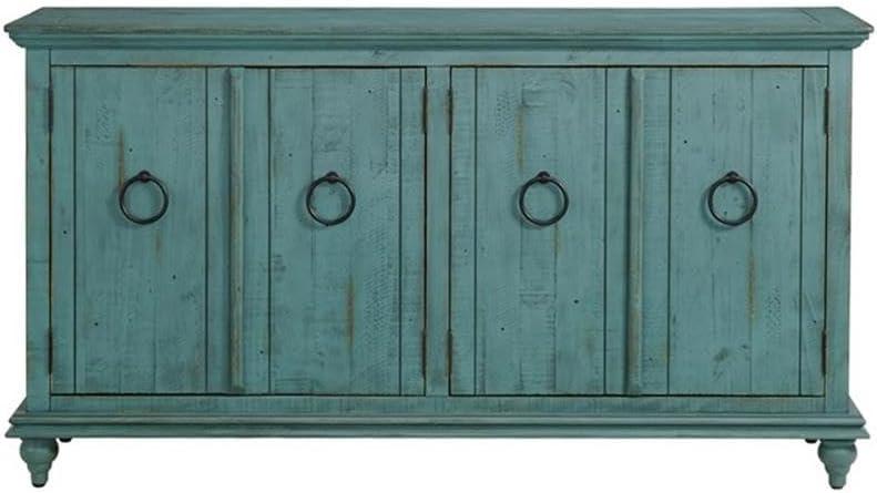 Martin Svensson Home Garden District Solid Wood TV Stand for TVs up to 70", Rustic Turquoise