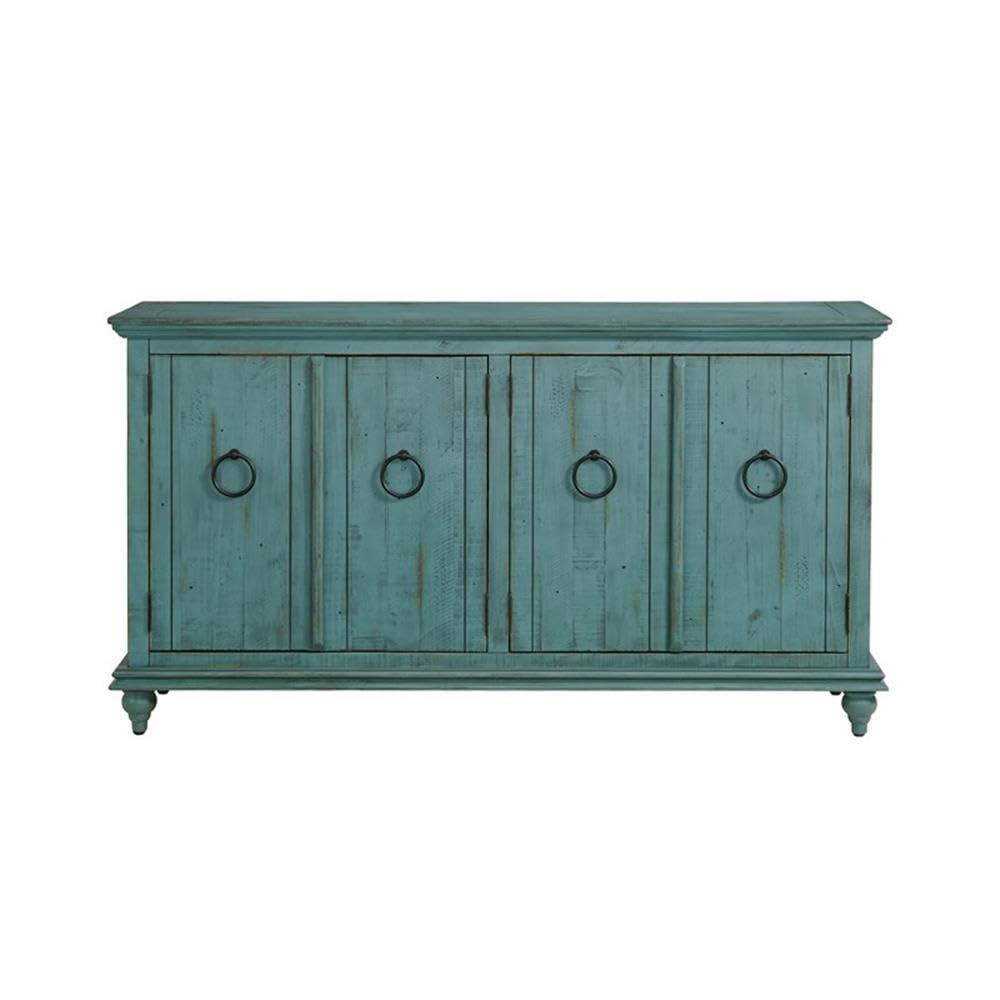 Martin Svensson Home Garden District Solid Wood TV Stand for TVs up to 70", Rustic Turquoise