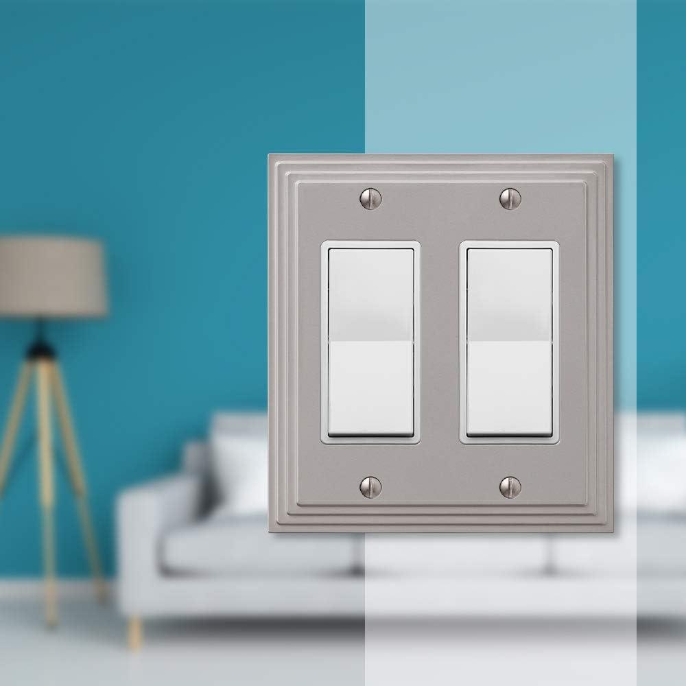 Amerelle 84RRN Steps Wallplate, 2 Rocker GFCI, Cast Metal, Satin Nickel, 1-Pack