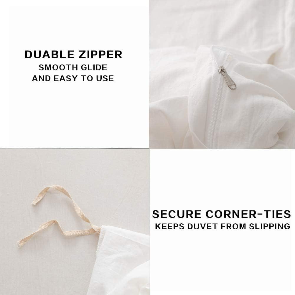 Off-White King Size Cotton Duvet Cover Set