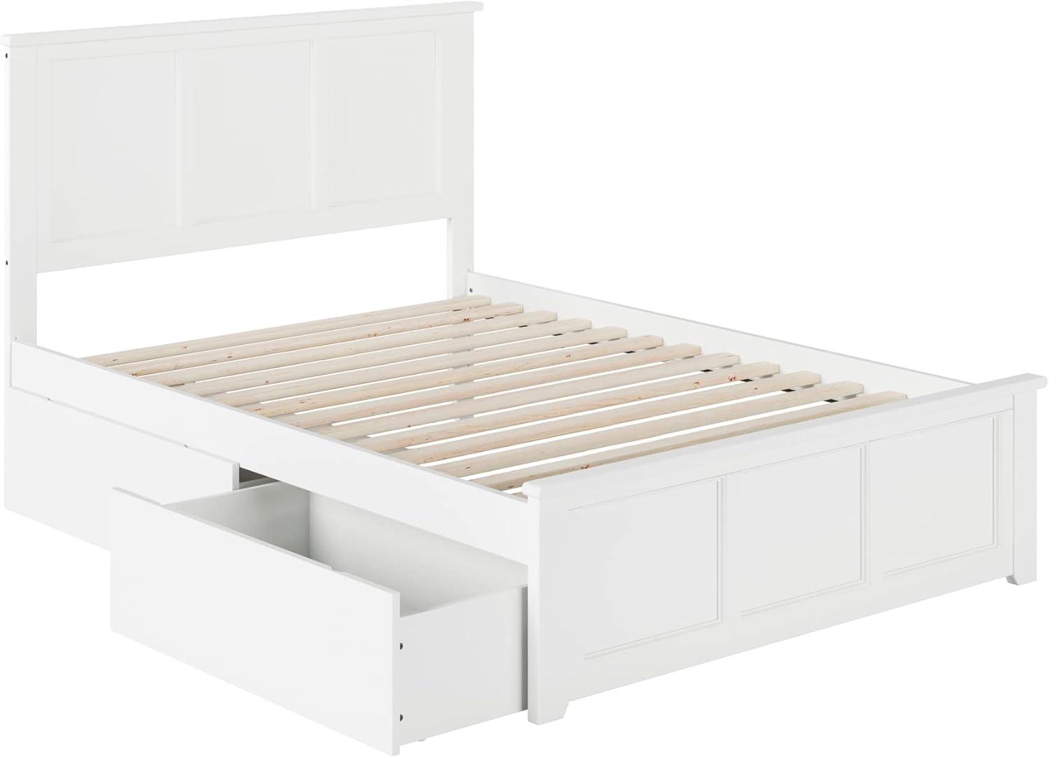 Madison White Twin XL Platform Bed with Matching Foot Board with 2-Urban Bed Drawers