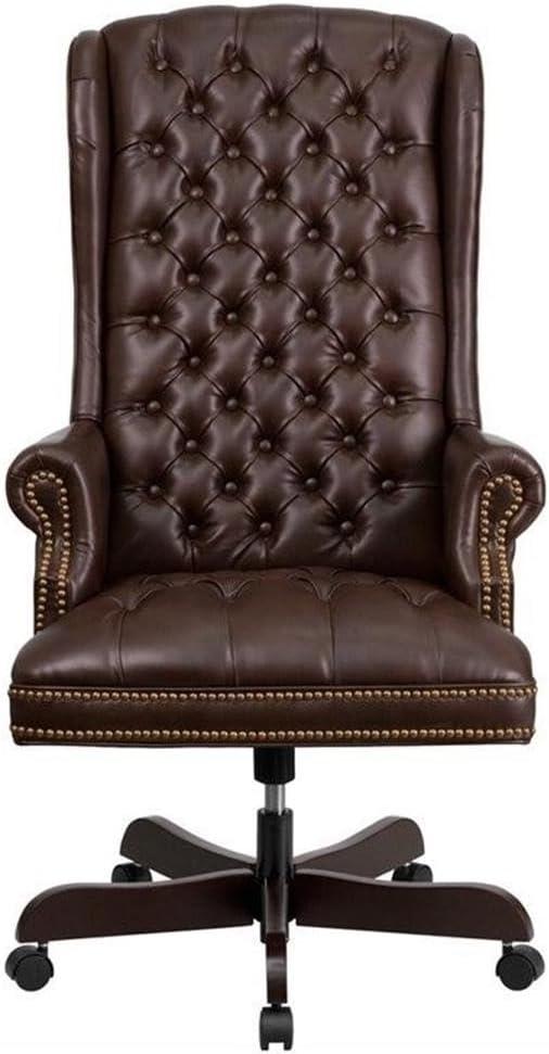 Brown Leather High Back Swivel Executive Chair