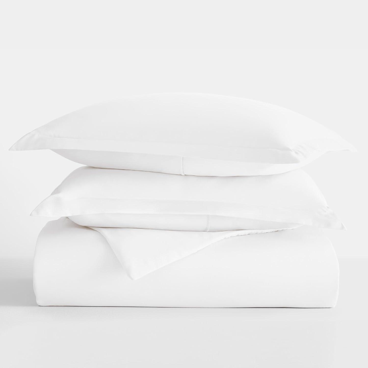 White Microfiber Twin 3-Piece Duvet Cover Set