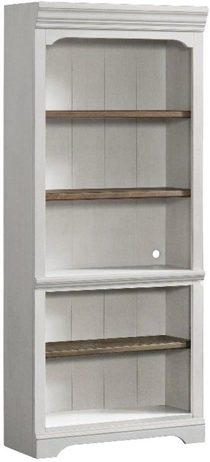 Intercon Furniture Drake Home Office 76" Transitional Wood Bookcase in White/Oak