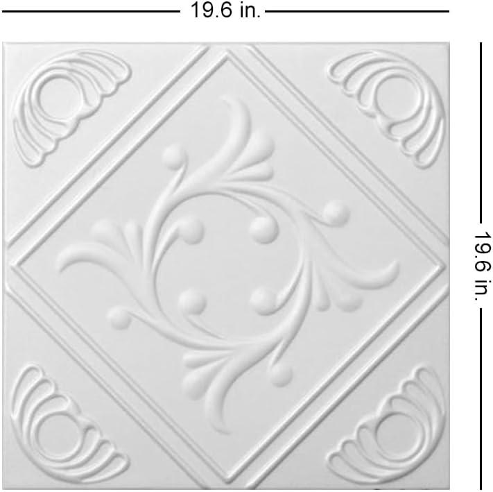 Diamond Wreath White Styrofoam Glue-Up Ceiling Tile, 20x20, Pack of 48